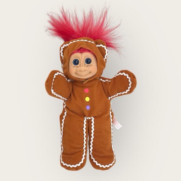 Russ Troll Kidz 10" Plush Wee Gingerbread Man Christmas Vintage Holiday Doll - Picture 1 of 6